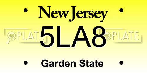 5LA8 New Jersey License Plate