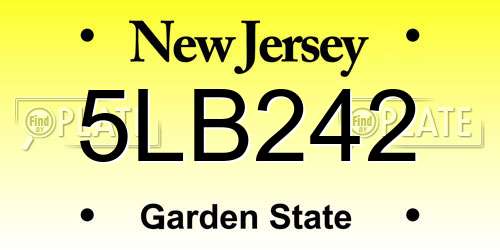 5LB242 New Jersey License Plate