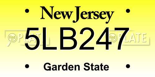 5LB247 New Jersey License Plate