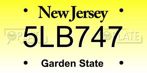 5LB747 New Jersey License Plate