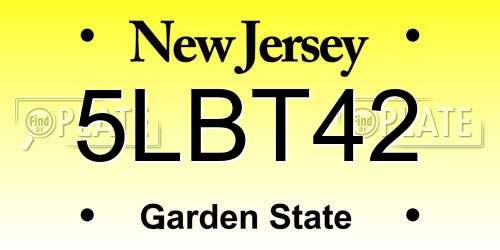 5LBT42 New Jersey License Plate