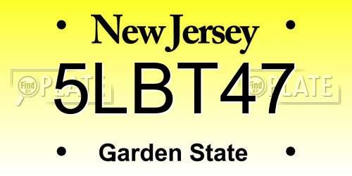 5LBT47 New Jersey License Plate