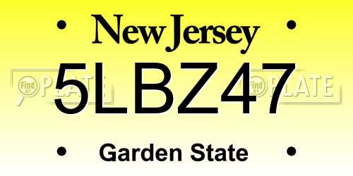 5LBZ47 New Jersey License Plate