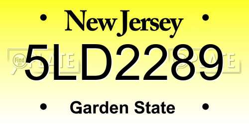 5LD2289 New Jersey License Plate