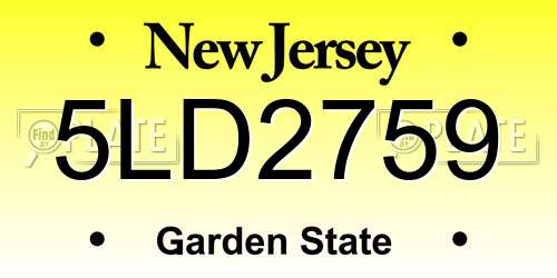 5LD2759 New Jersey License Plate