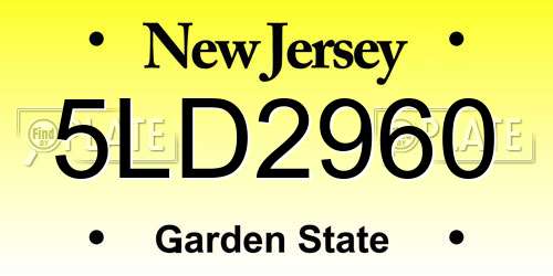 5LD2960 New Jersey License Plate