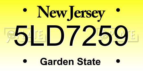 5LD7259 New Jersey License Plate