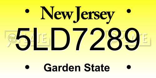 5LD7289 New Jersey License Plate