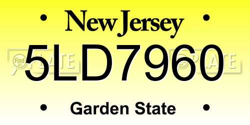 5LD7960 New Jersey License Plate