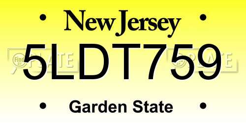 5LDT759 New Jersey License Plate