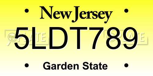 5LDT789 New Jersey License Plate