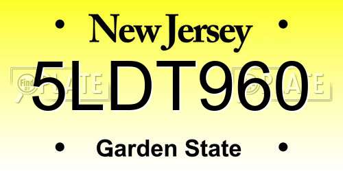 5LDT960 New Jersey License Plate