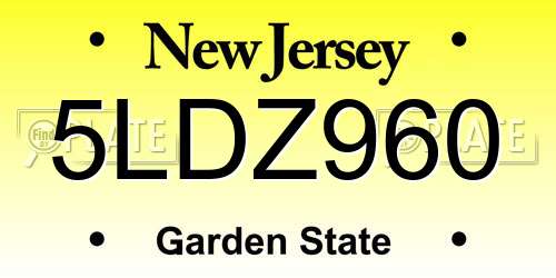 5LDZ960 New Jersey License Plate