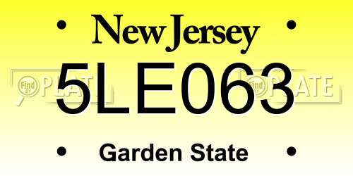 5LE063 New Jersey License Plate