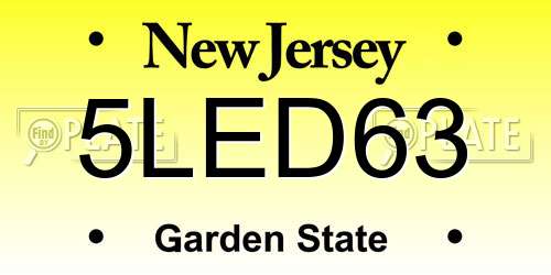 5LED63 New Jersey License Plate