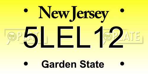 5LEL12 New Jersey License Plate