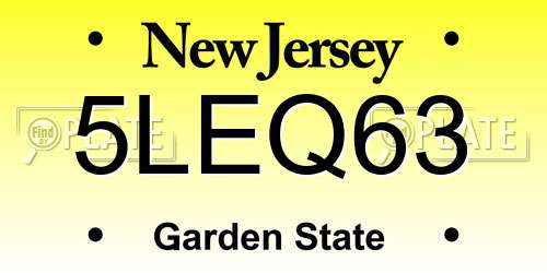 5LEQ63 New Jersey License Plate