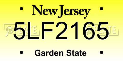 5LF2165 New Jersey License Plate
