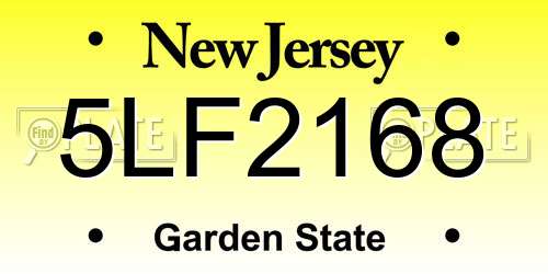 5LF2168 New Jersey License Plate