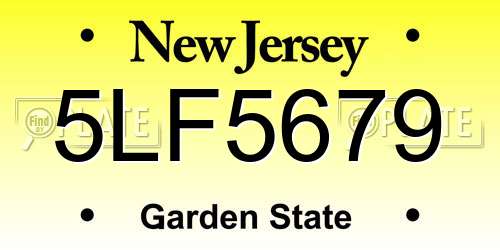 5LF5679 New Jersey License Plate