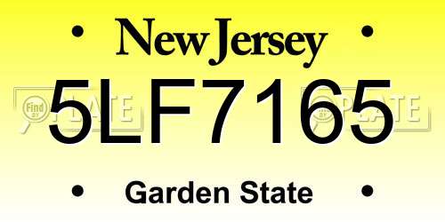 5LF7165 New Jersey License Plate