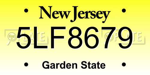 5LF8679 New Jersey License Plate