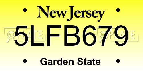 5LFB679 New Jersey License Plate