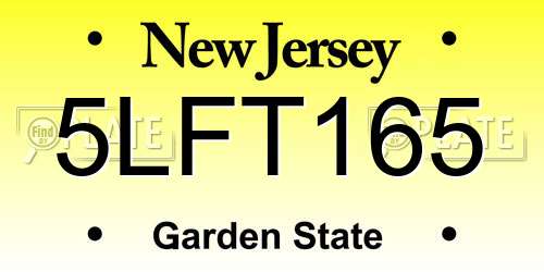 5LFT165 New Jersey License Plate