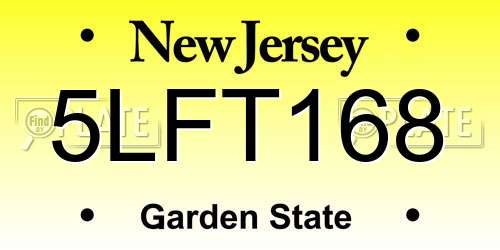 5LFT168 New Jersey License Plate