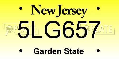 5LG657 New Jersey License Plate