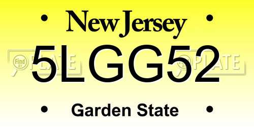 5LGG52 New Jersey License Plate
