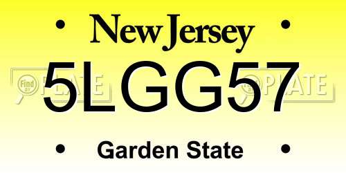 5LGG57 New Jersey License Plate