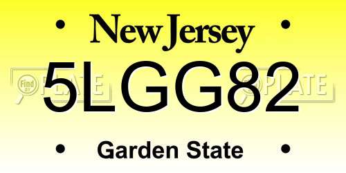 5LGG82 New Jersey License Plate
