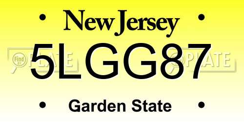 5LGG87 New Jersey License Plate