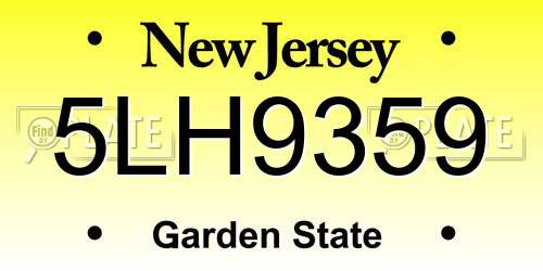5LH9359 New Jersey License Plate
