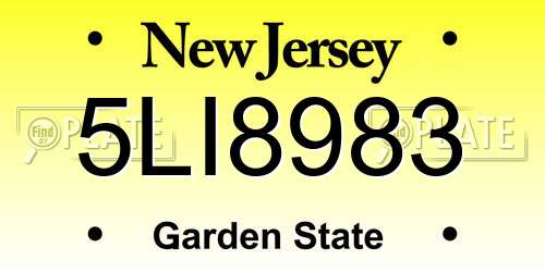 5LI8983 New Jersey License Plate