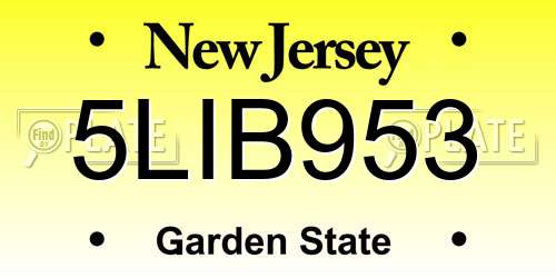5LIB953 New Jersey License Plate