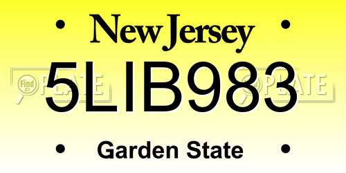 5LIB983 New Jersey License Plate