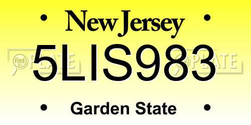5LIS983 New Jersey License Plate
