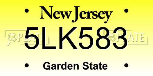 5LK583 New Jersey License Plate