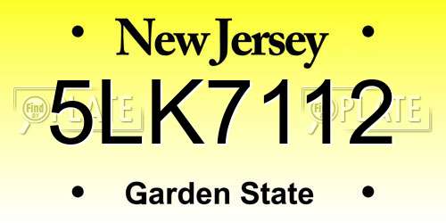 5LK7112 New Jersey License Plate