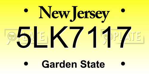5LK7117 New Jersey License Plate