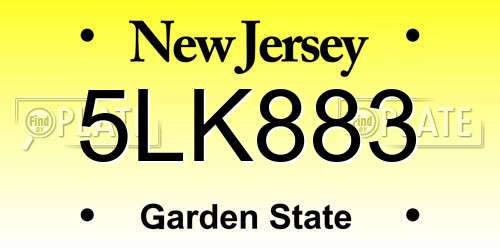 5LK883 New Jersey License Plate