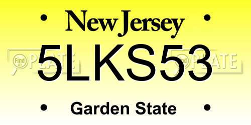 5LKS53 New Jersey License Plate