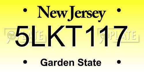5LKT117 New Jersey License Plate