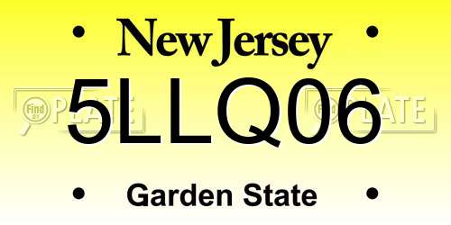 5LLQ06 New Jersey License Plate