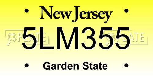 5LM355 New Jersey License Plate