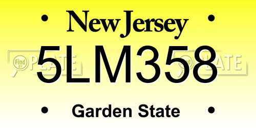 5LM358 New Jersey License Plate