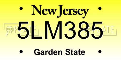 5LM385 New Jersey License Plate