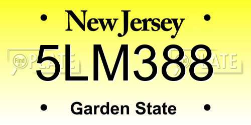 5LM388 New Jersey License Plate